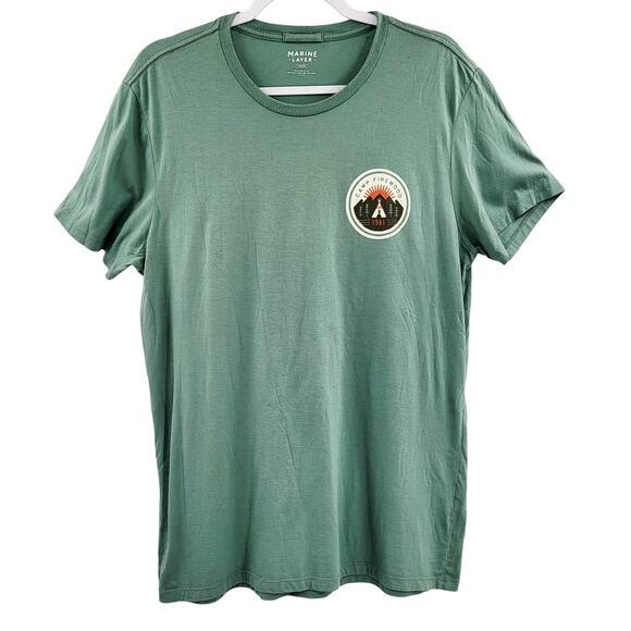 Marine Layer Green Camp Tee 1981 CAMP FIREWOOD Chest Graphic Men's Size Marge - Picture 1 of 4
